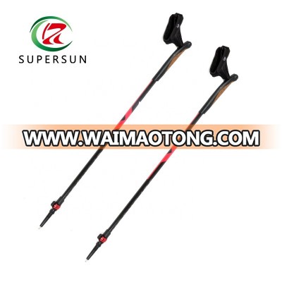 Two Section Cork Handle Metal Flip Lock Walking Stick