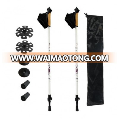 TUV/GS approved cork handle aluminium6061fied walking poles/walking sticks with cork grip