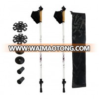 TUV/GS approved cork handle aluminium6061fied walking poles/walking sticks with cork grip